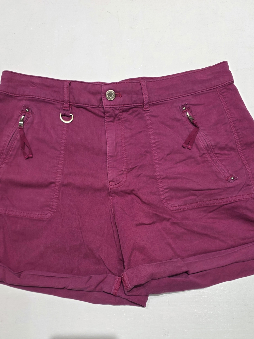Women's Magenta Utility Roll-Hem Shorts